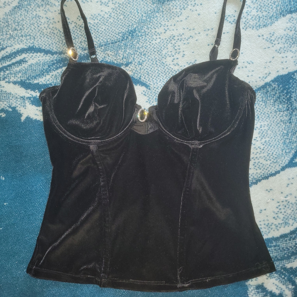 Black Velvet Bustier Top
